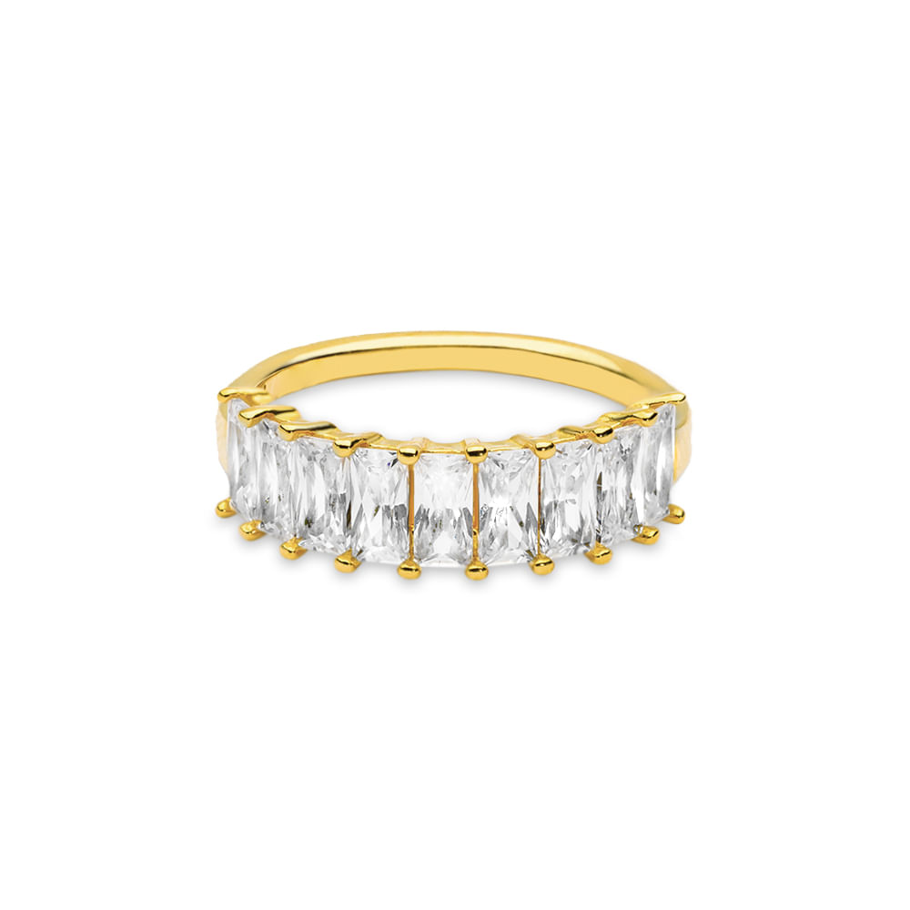 Anel Life Aparador em Prata 925 com Banho de Ouro Amarelo 18k e Pedras Incolores