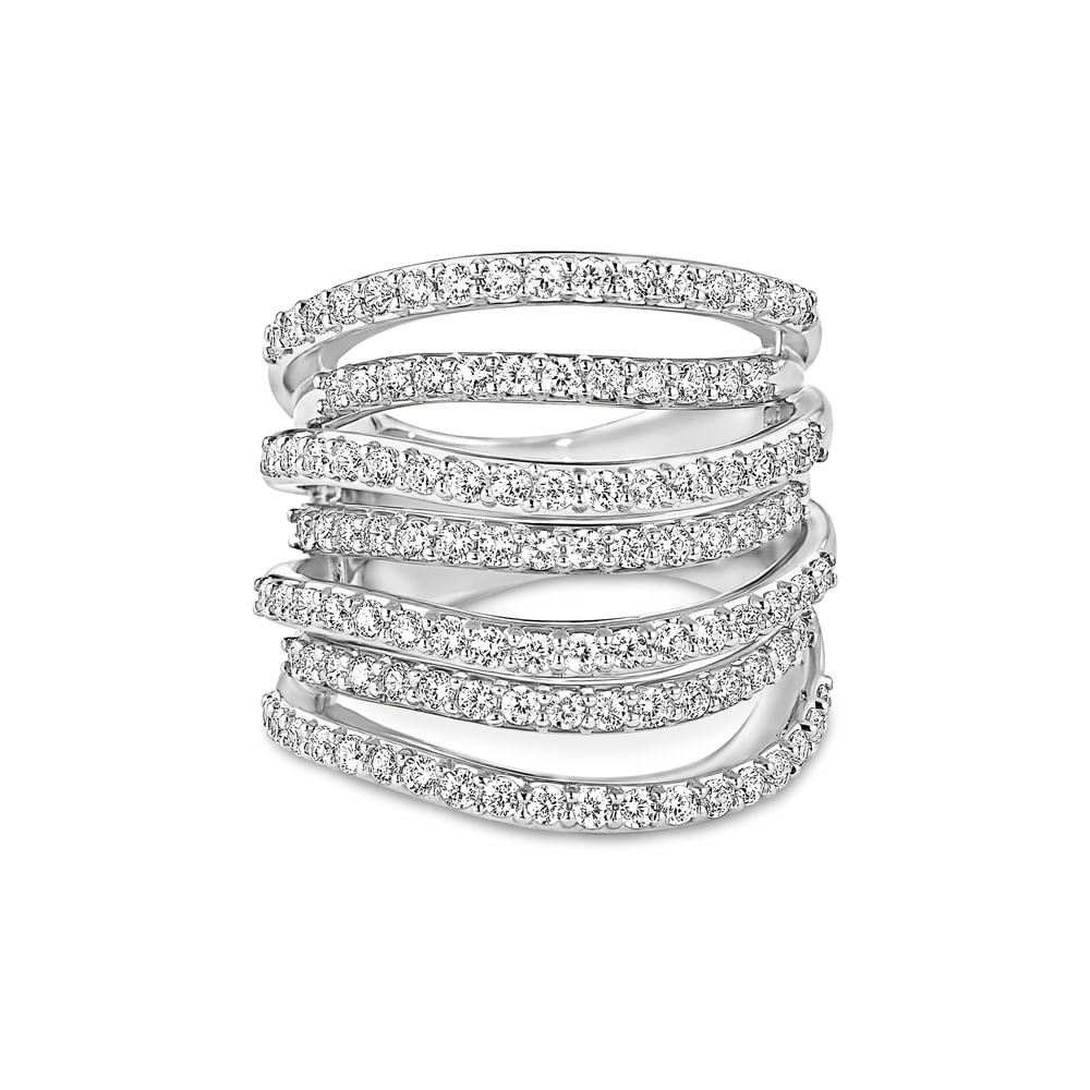 Anel Life Maxi V Curvas em Prata 925 com Pedras Incolores, 23.6mm