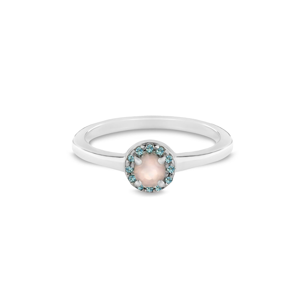 Anel Life Encanto em Prata 925 com Pedras Azuis e Rosa