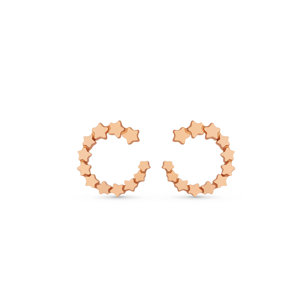Brinco Argola Life Star IV em Prata 925 com Banho de Ouro Rosé 18k, 15,8 mm