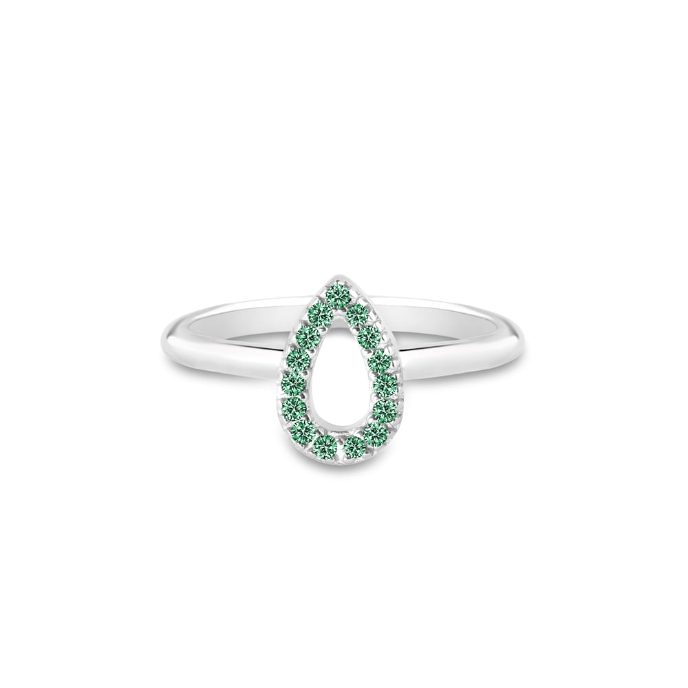 Anel Life Astro Gota em Prata 925 com Pedras Verdes