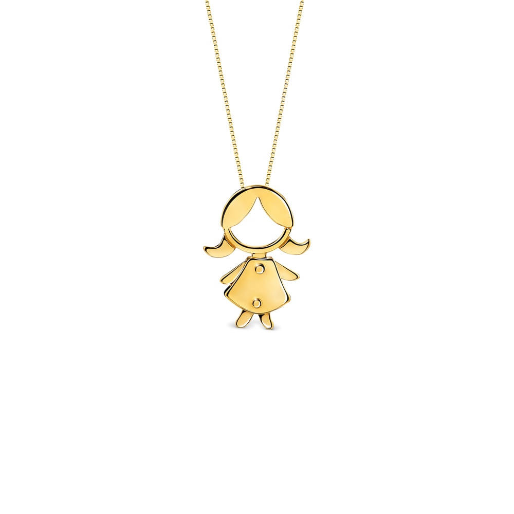 Pingente Menina em Ouro Amarelo 18k