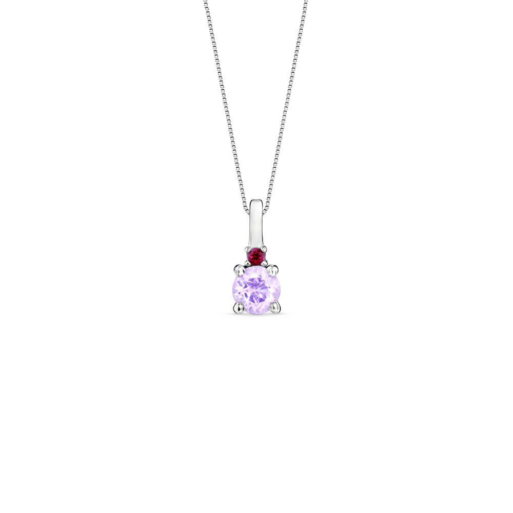 Pingente Color em Prata 925 com Ametista Rosa e Topázio Rosa