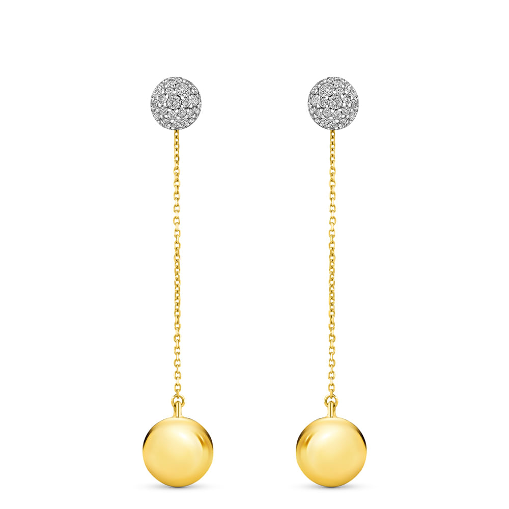 Brinco Esfera em Ouro Amarelo 18k com Diamantes