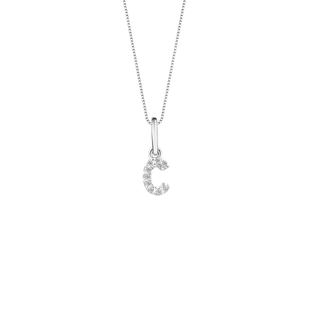 Pingente Letra C em Ouro Branco 18k com Diamantes 0,04 ct