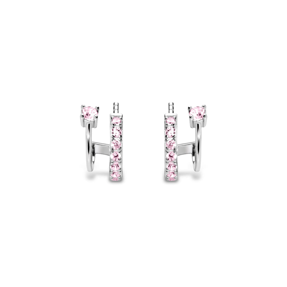 Brinco Life Fresh Duplo Prata Rosa