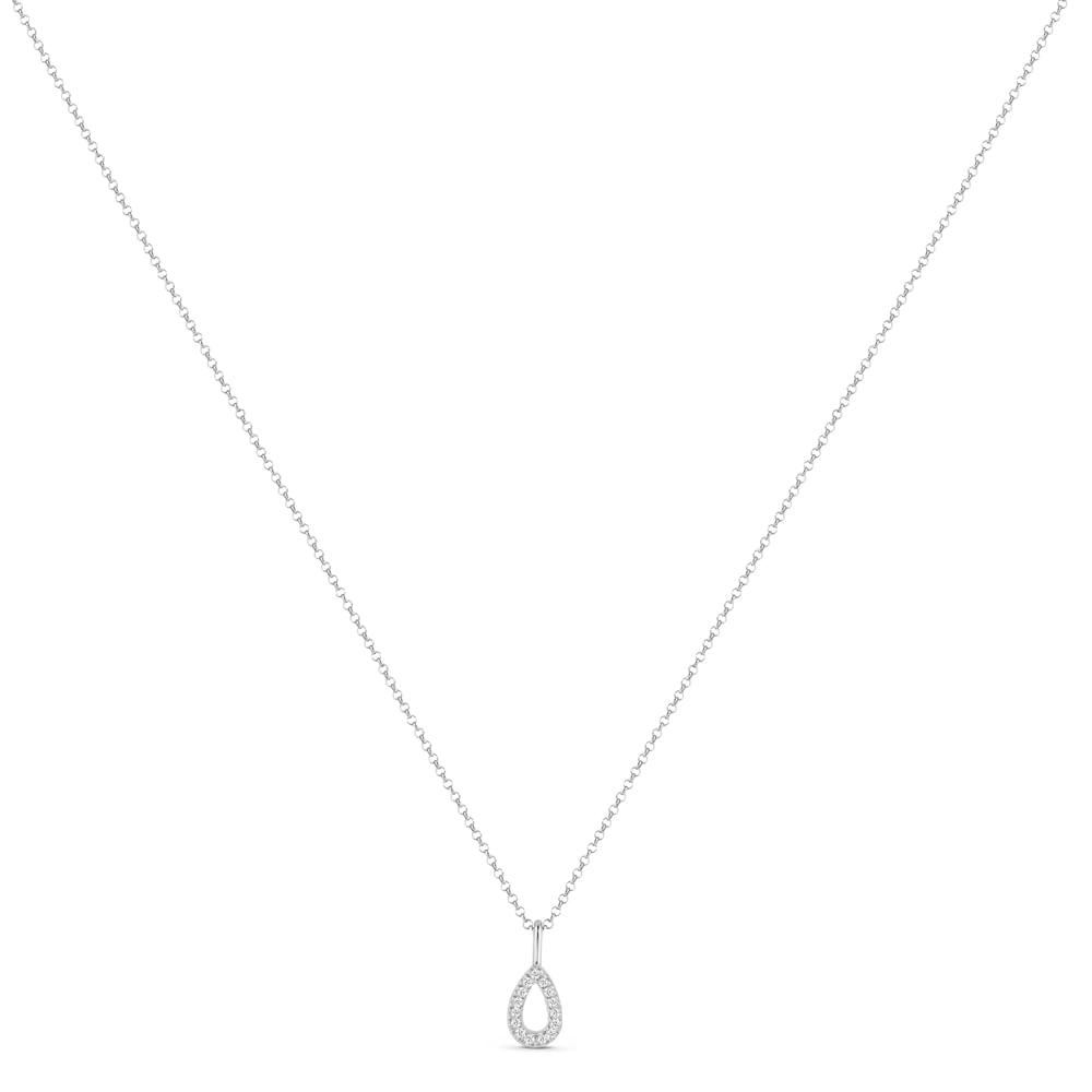 Colar Life Astro Gota em Prata 925 com Pedras Incolores, 45cm