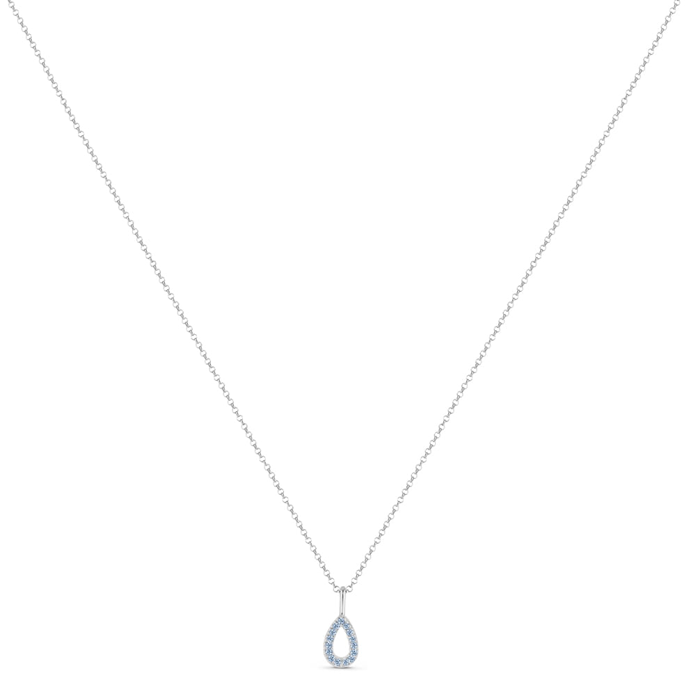 Colar Life Astro Gota em Prata 925 com Pedras Azuis, 45cm