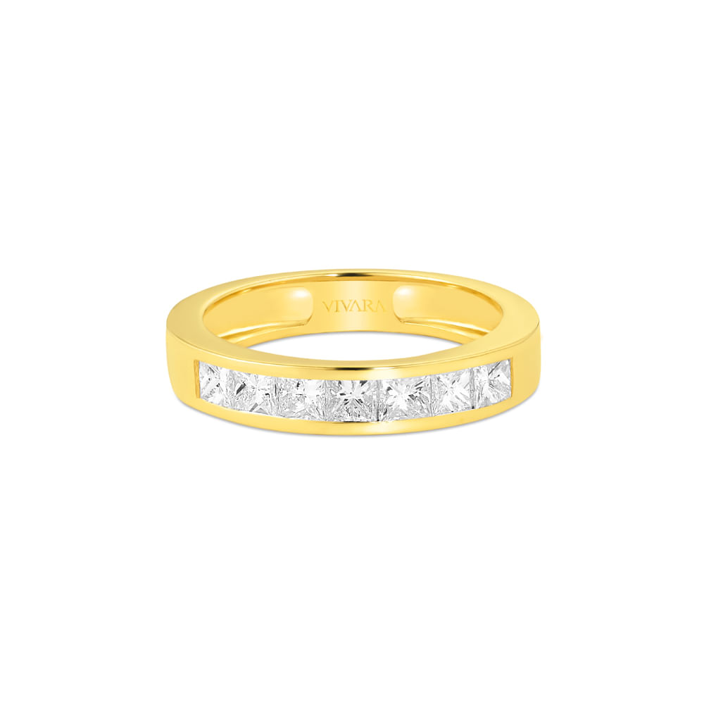 Meia Aliança Princess em Ouro Amarelo 18k com Diamantes 1,12 ct