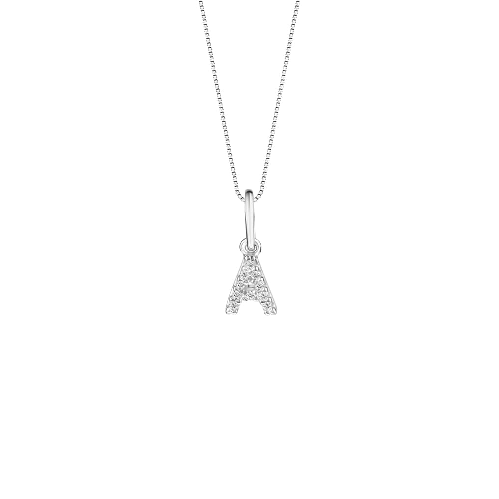 Pingente Letra A em Ouro Branco 18k com Diamantes 0,04 ct
