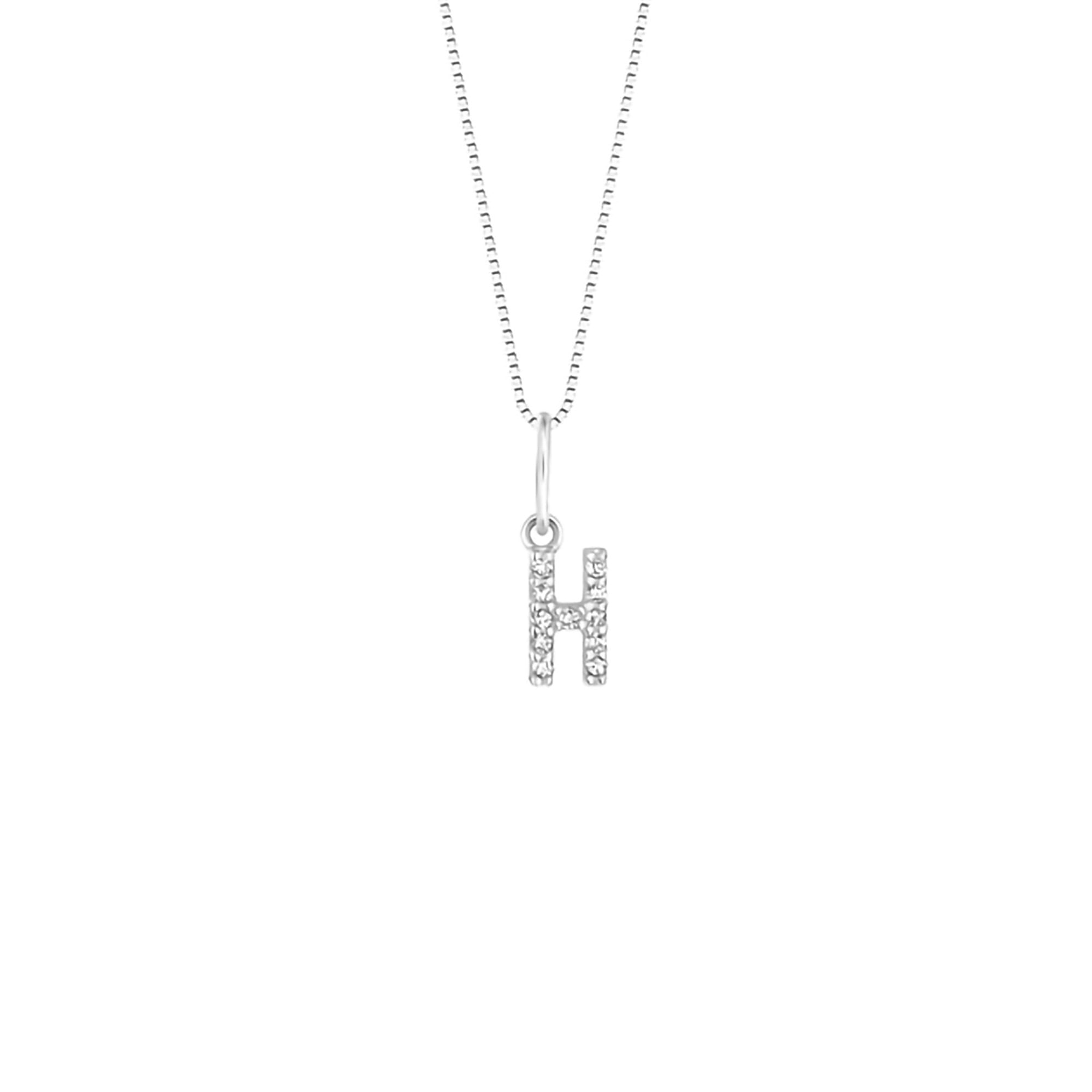 Pingente Letra H em Ouro Branco 18k com Diamantes 0,04 ct