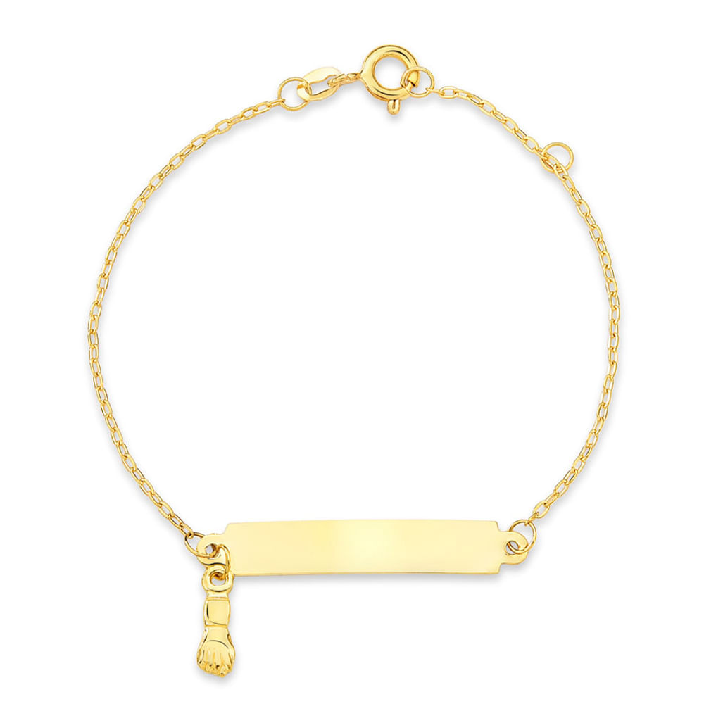 Pulseira Baby Personalizável e Figa em Ouro Amarelo 18k
