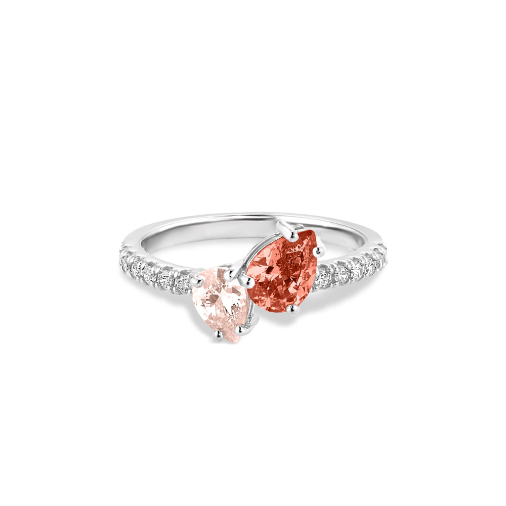 Anel Life Sun II em Prata 925 com Pedras Rosadas e Incolores