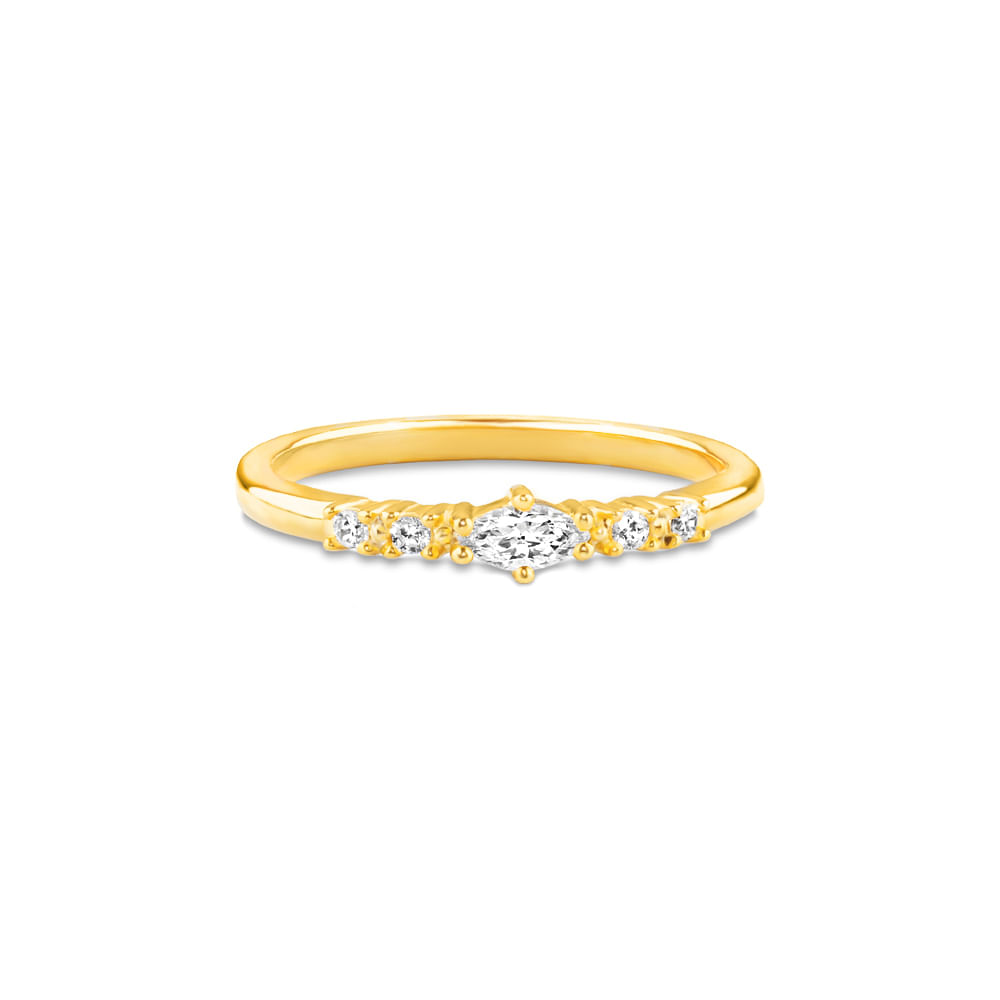 Anel Life Blend em Prata 925 com Banho de Ouro Amarelo 18k e Pedras Incolores