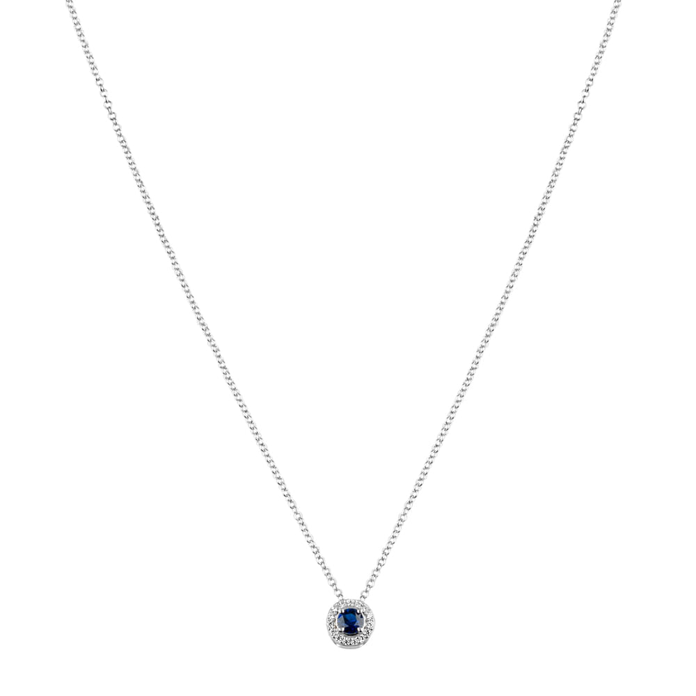 Colar Life Forms em Prata 925 com Pedra Azul e Incolores, 45cm