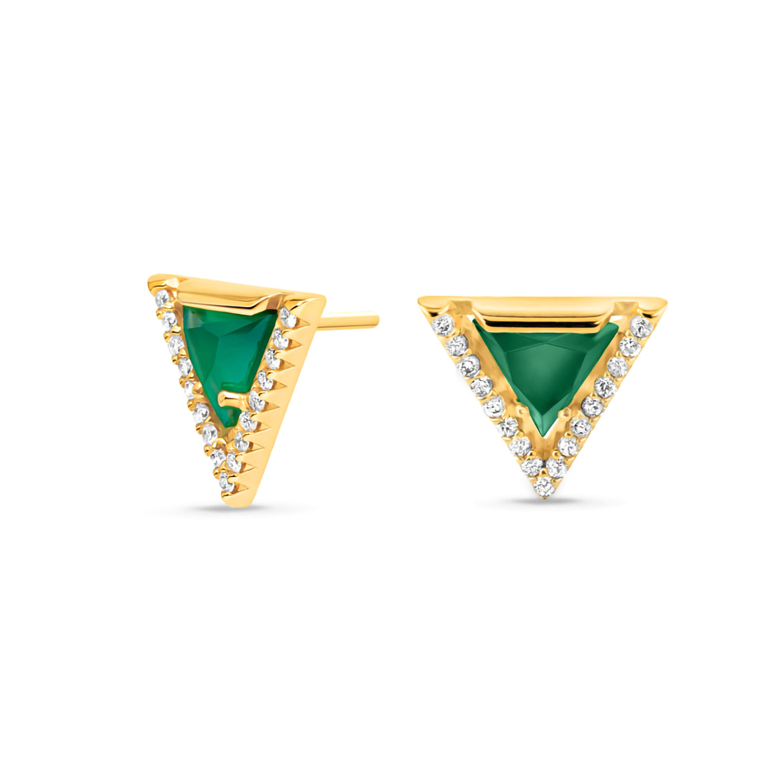 Brinco Vivara em Ouro Amarelo 18k com Ágata Verde e Diamantes 0,20 ct