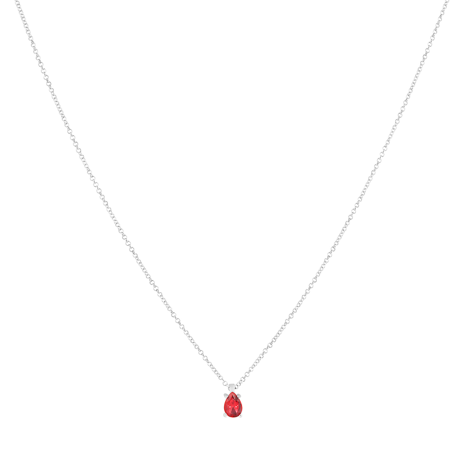 Colar Life Special II em Prata 925 com Cristal Vermelho e Pedras Incolores, 45cm