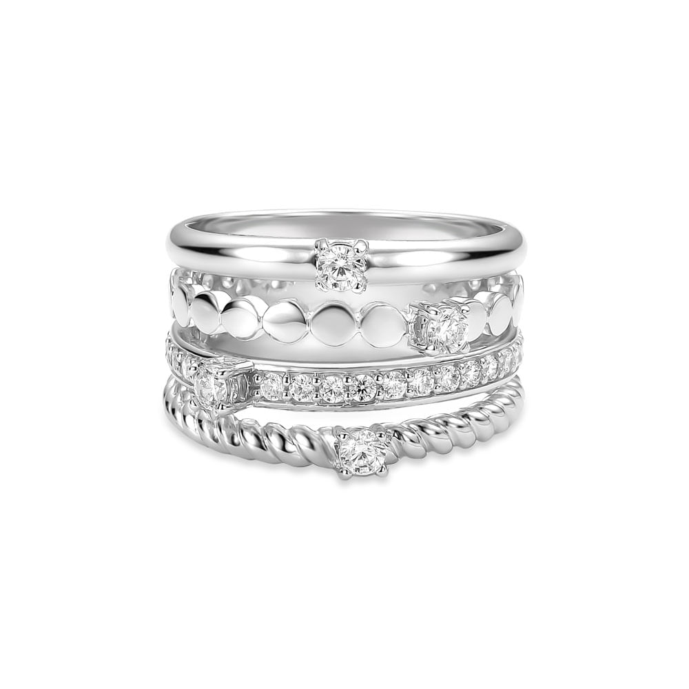 Anel Life Maxi II em Prata 925 com Pedras Incolores, 15.2mm