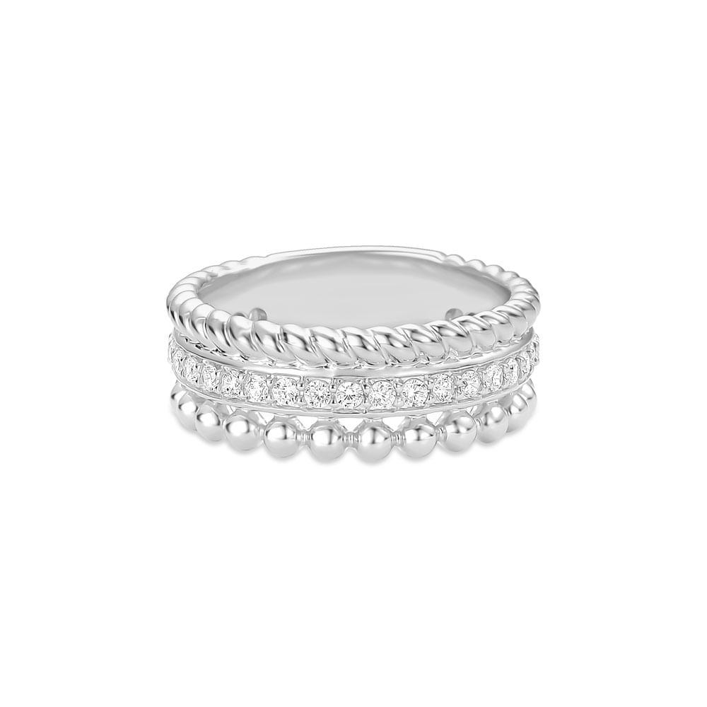 Anel Life Maxi III Prata Cravejado