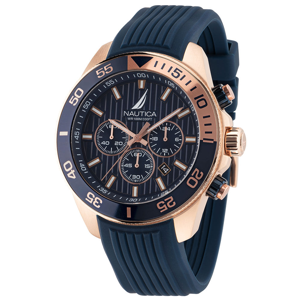 Relógio Nautica Masculino Silicone Azul