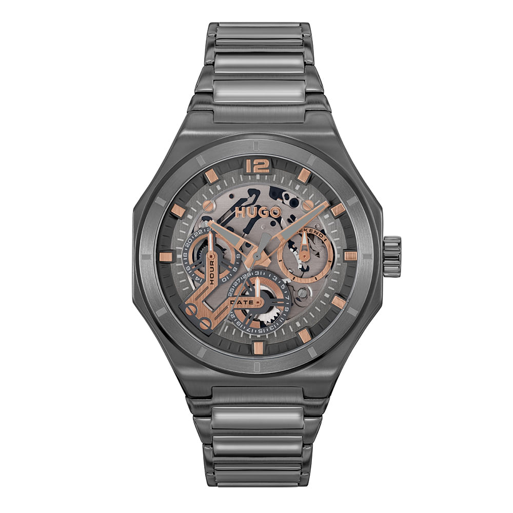 Relógio Hugo Skeleton Masculino Cinza - 1530378