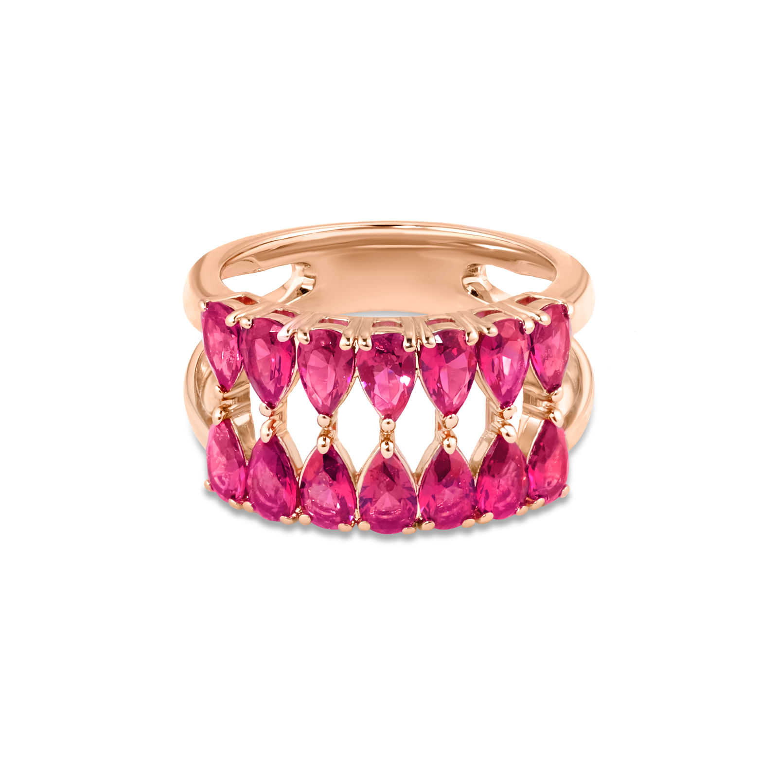 Anel Life Velvet em Liga Rosé com Banho de Ouro Rosé 18k e Pedras Vinho