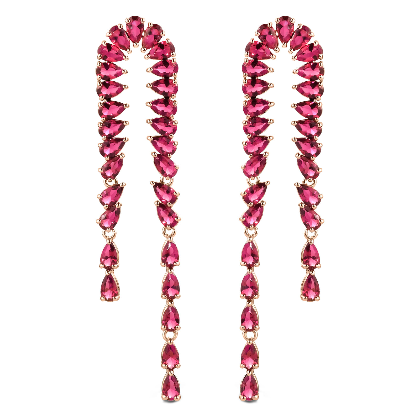 Brinco Life Velvet em Liga Rosé com Banho de Ouro Rosé 18k e Pedras Vinho