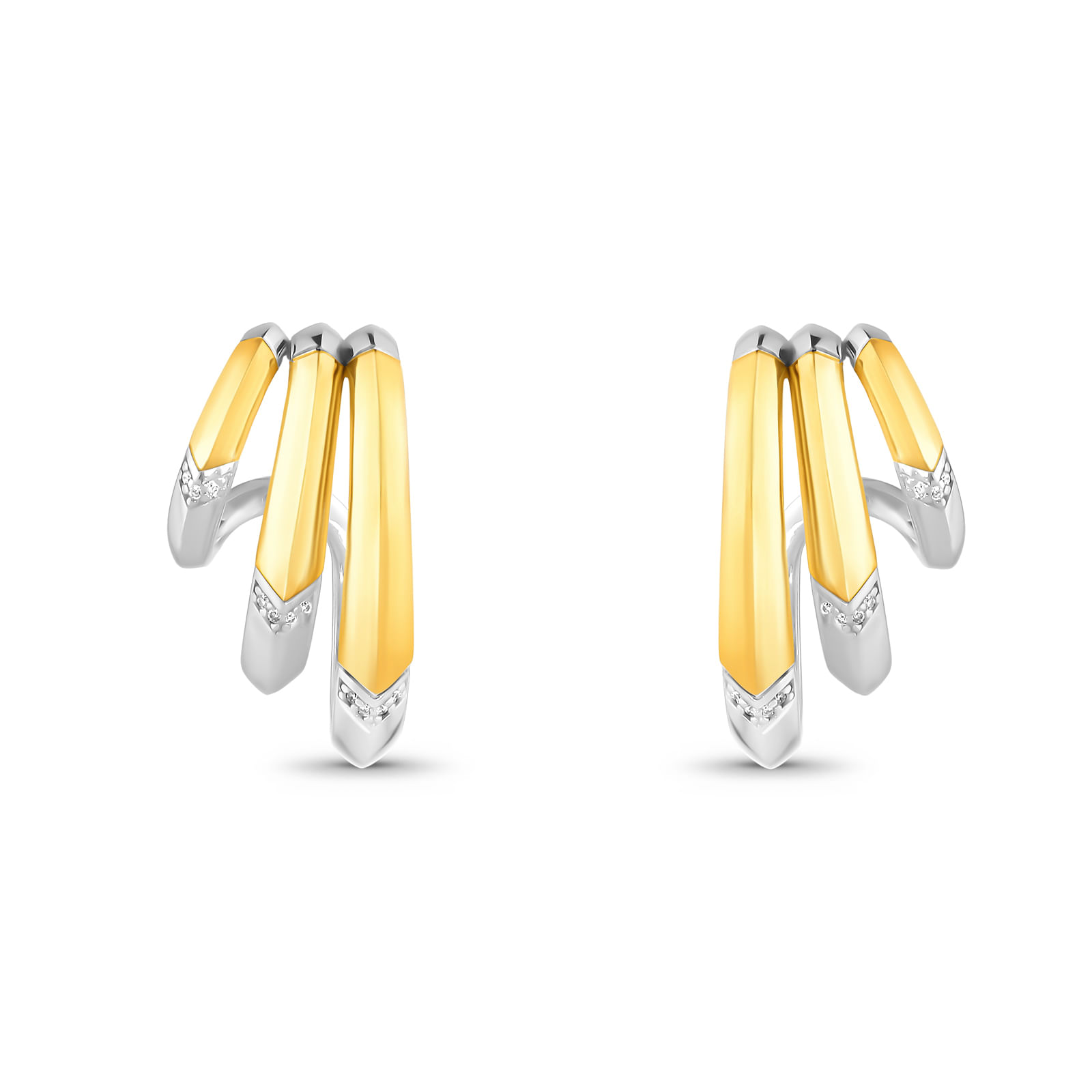 Argola Astrale em Prata 925 e Ouro Amarelo 18k com Diamantes 0,07 ct, 13 mm