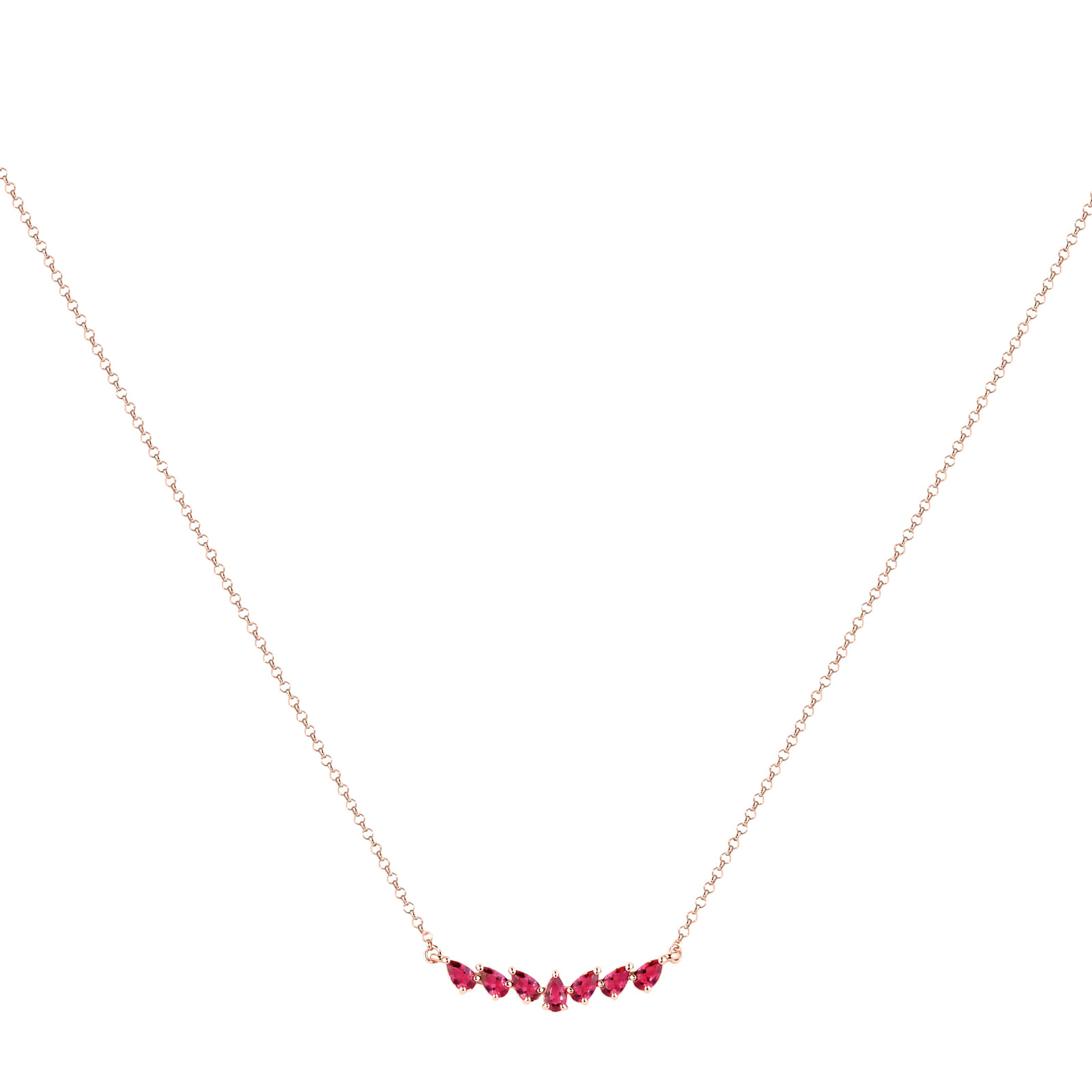 Colar Life Velvet em Liga Rosé com Banho de Ouro Rosé 18k e Pedras Vinho, 45cm