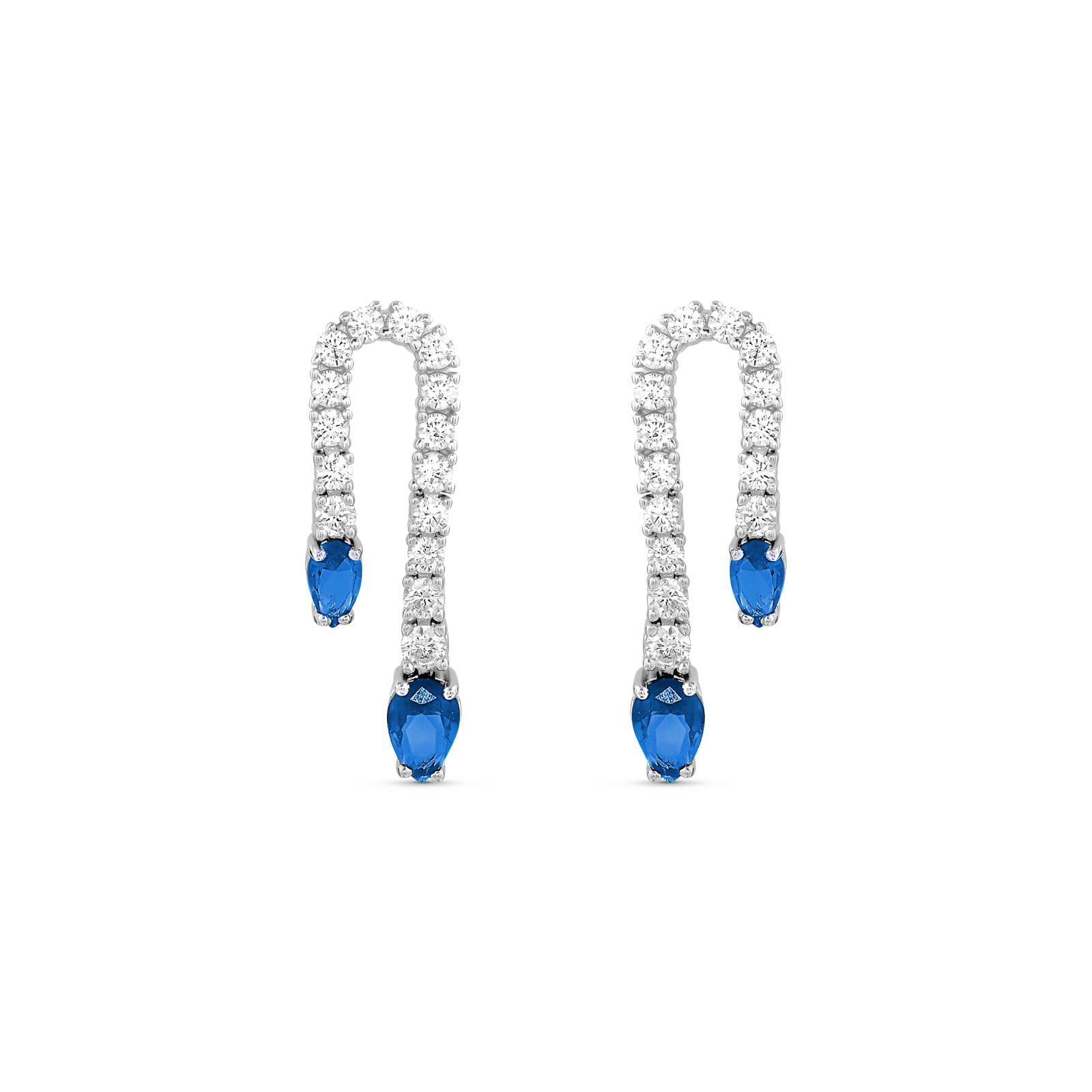 Brinco Life Special II em Prata 925 com Pedras Azuis