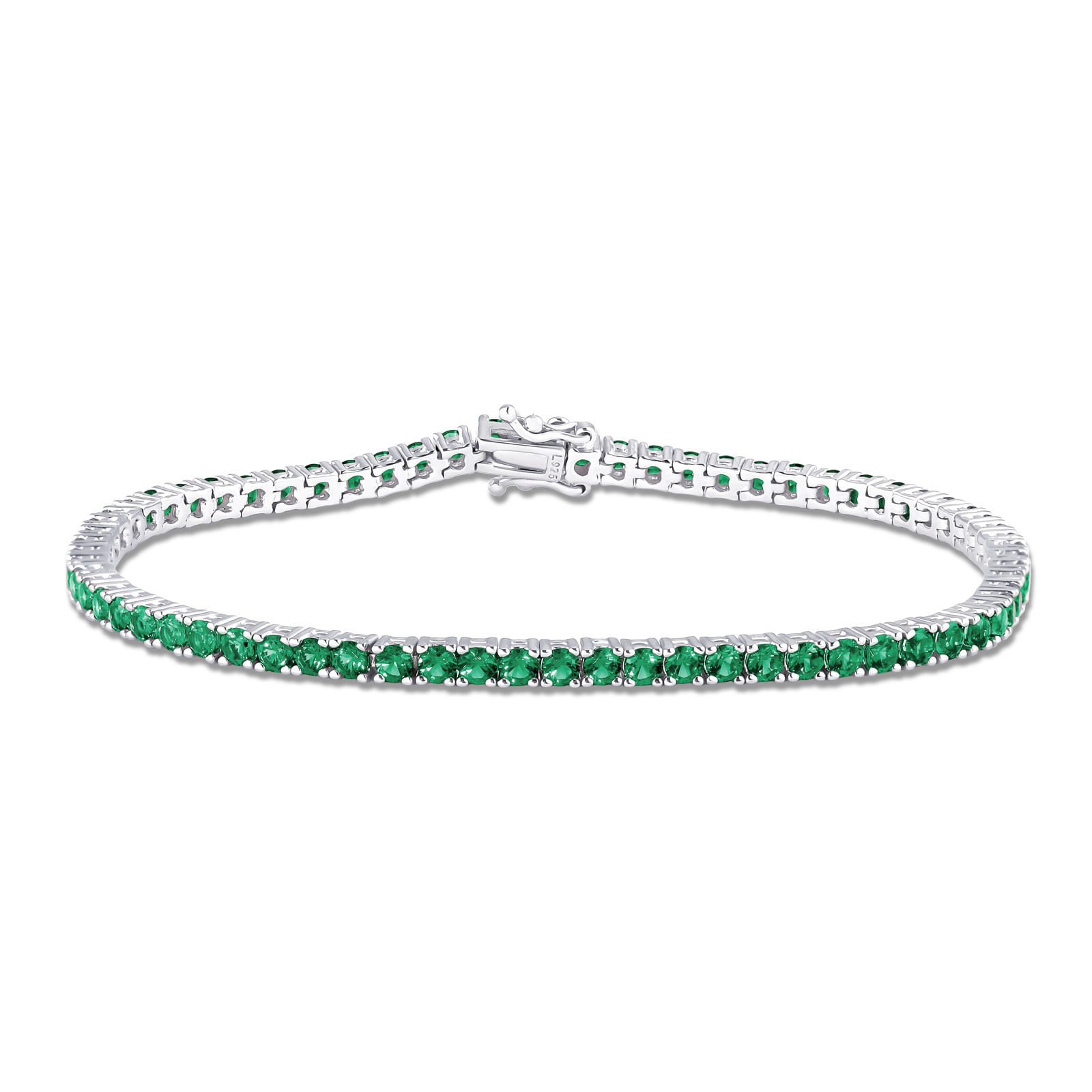 Pulseira Life Special II em Prata 925 e Pedras Verdes