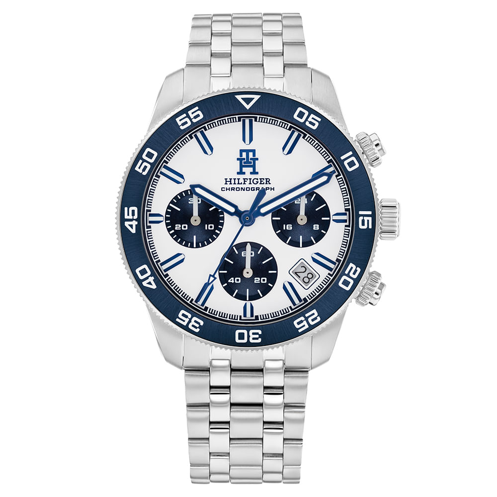 Relógio Tommy Hilfiger Crono Masculino Branco e Azul – 1792157