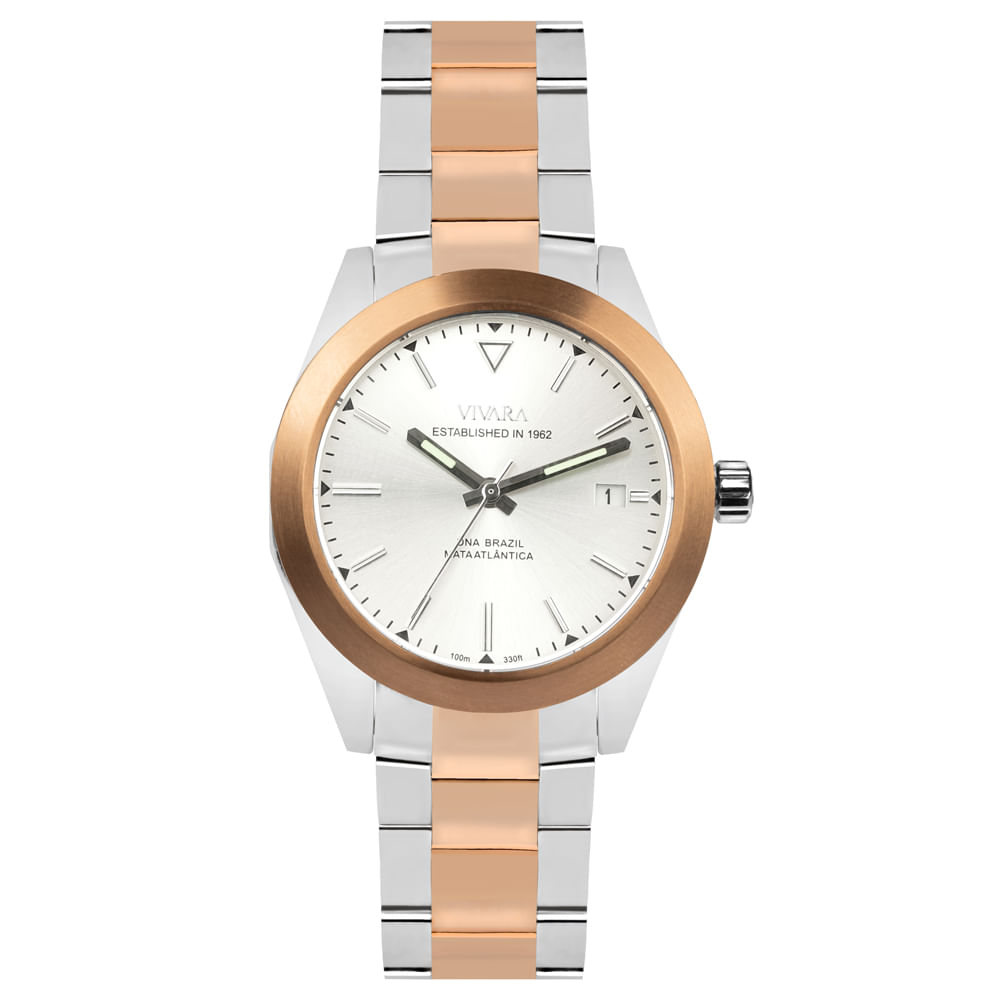 Relógio Vivara Pau Brasil Feminino Prata e Rosé