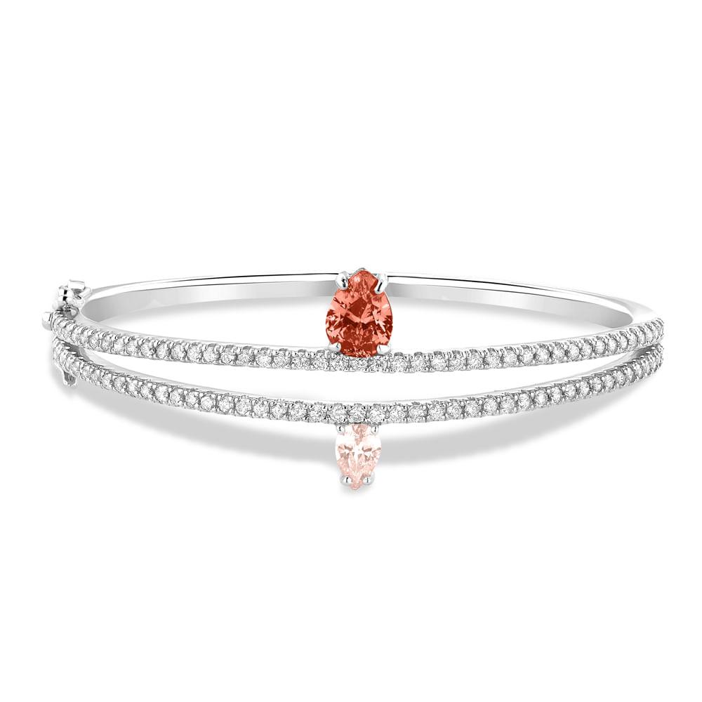 Bracelete Life Sun II em Prata 925 com Pedras Rosadas e Incolores