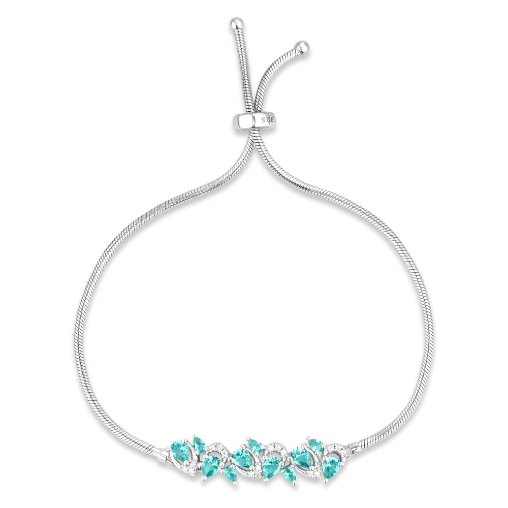 Pulseira Life Splash em Prata 925 com Pedras Verdes e Incolores