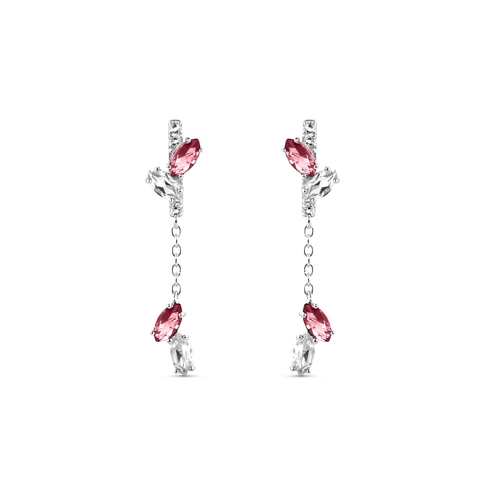Brinco Life Brisa II em Prata 925 com Pedras Vermelhas e Incolores