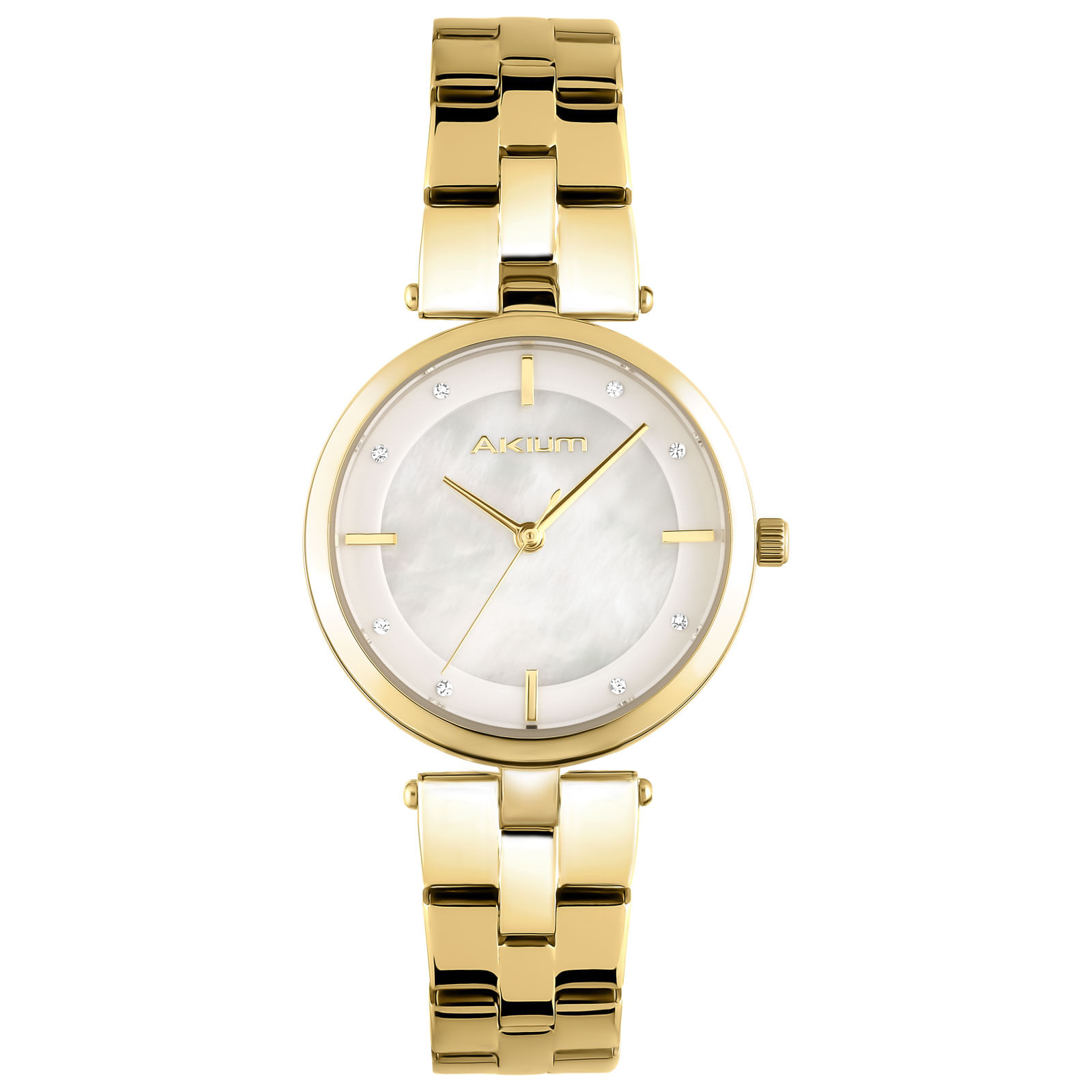 Relógio Akium Feminino Madrepérola e Dourado