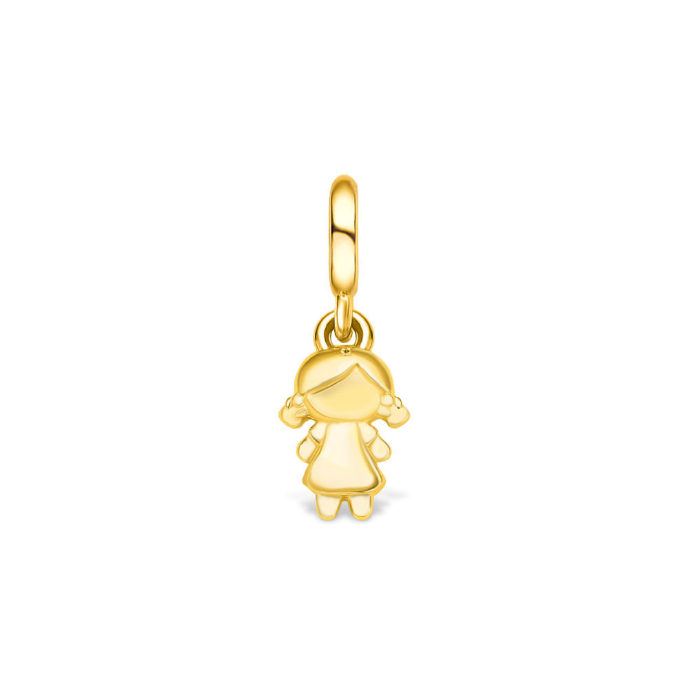 Pingente Life Menina em Prata 925 com Banho de Ouro Amarelo 18k