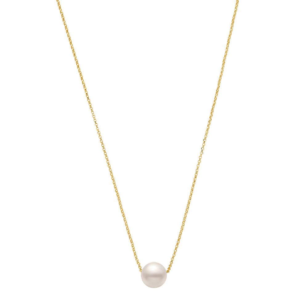 Colar Pop em Ouro Amarelo 18k com Pérola, 40cm