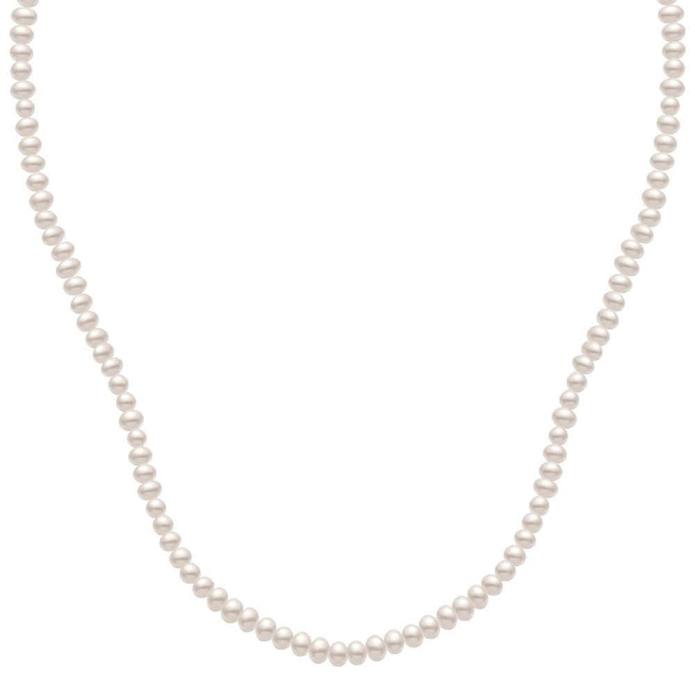 Colar de Pérolas com Ouro Amarelo 18k, 3.5-4 mm