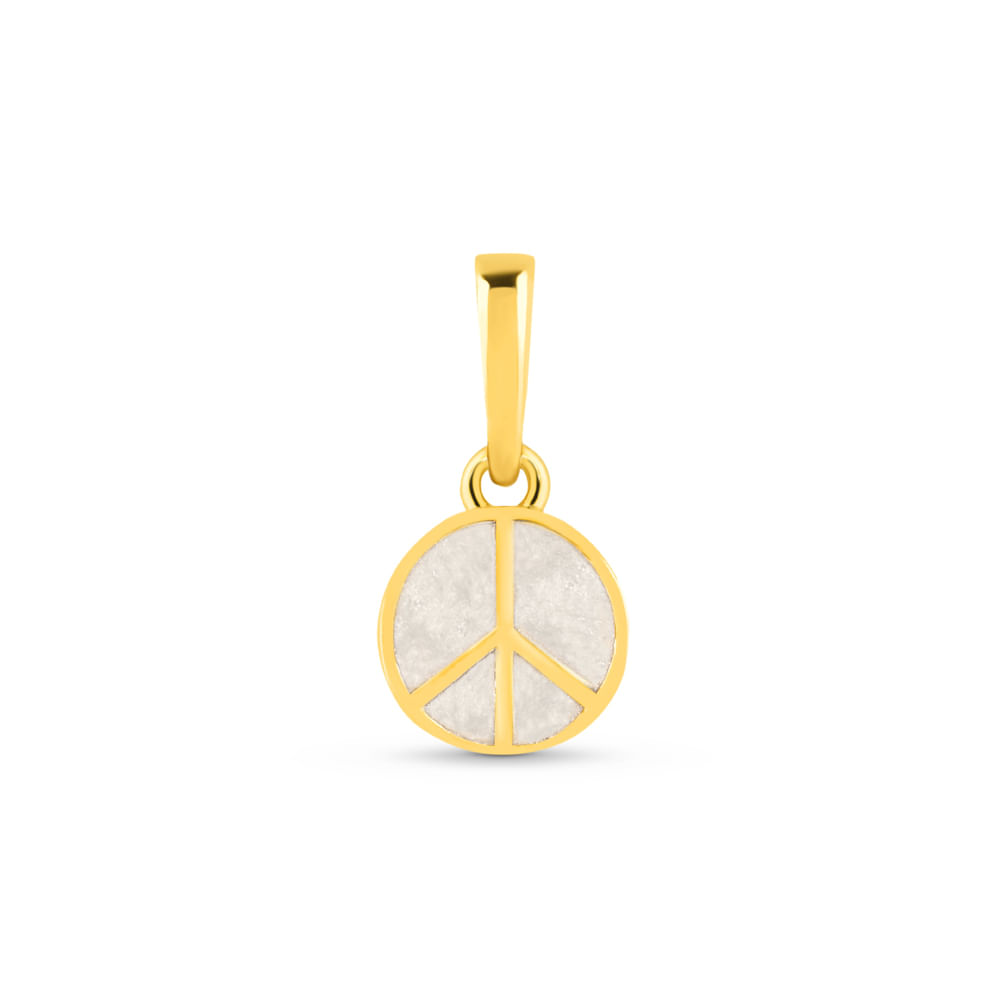 Pingente Life Paz e Amor em Prata 925 com Banho de Ouro Amarelo 18k e Esmalte