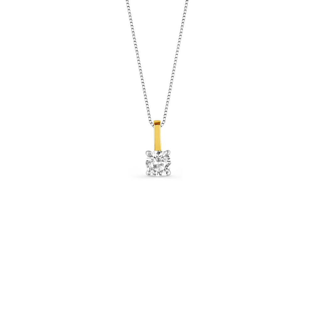 Pingente Lume em Prata 925 e Ouro Amarelo 18k com Diamante de Laboratório 0,26 ct