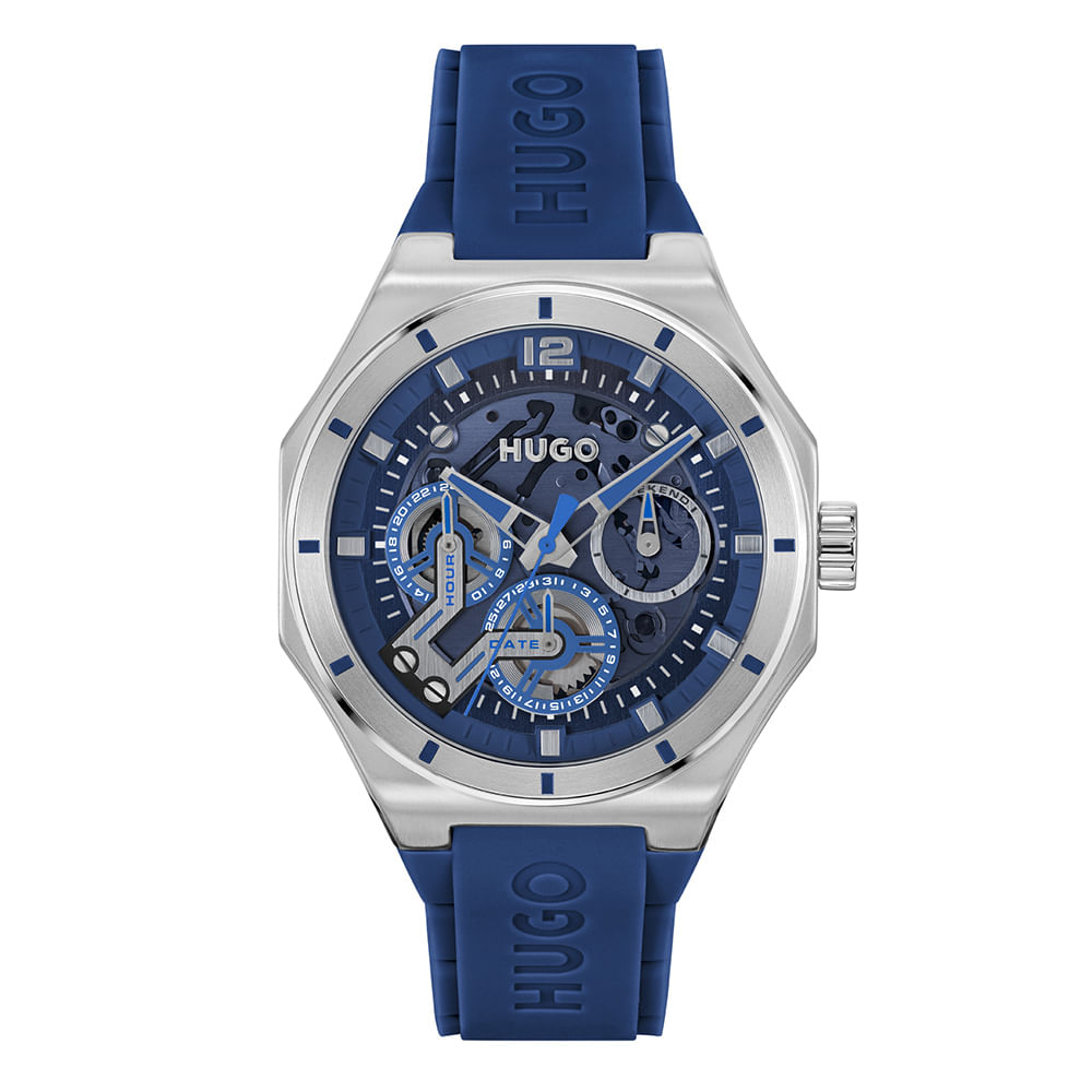 Relógio Hugo Skeleton Masculino Borracha Azul – 1530375