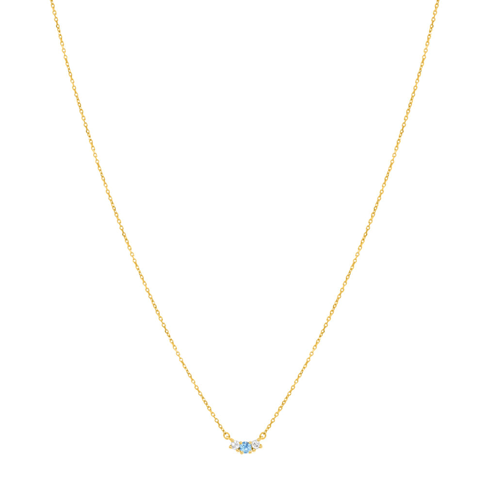 Colar Cores em Ouro Amarelo 18k com Topázio Swiss e Safiras Incolores, 45cm