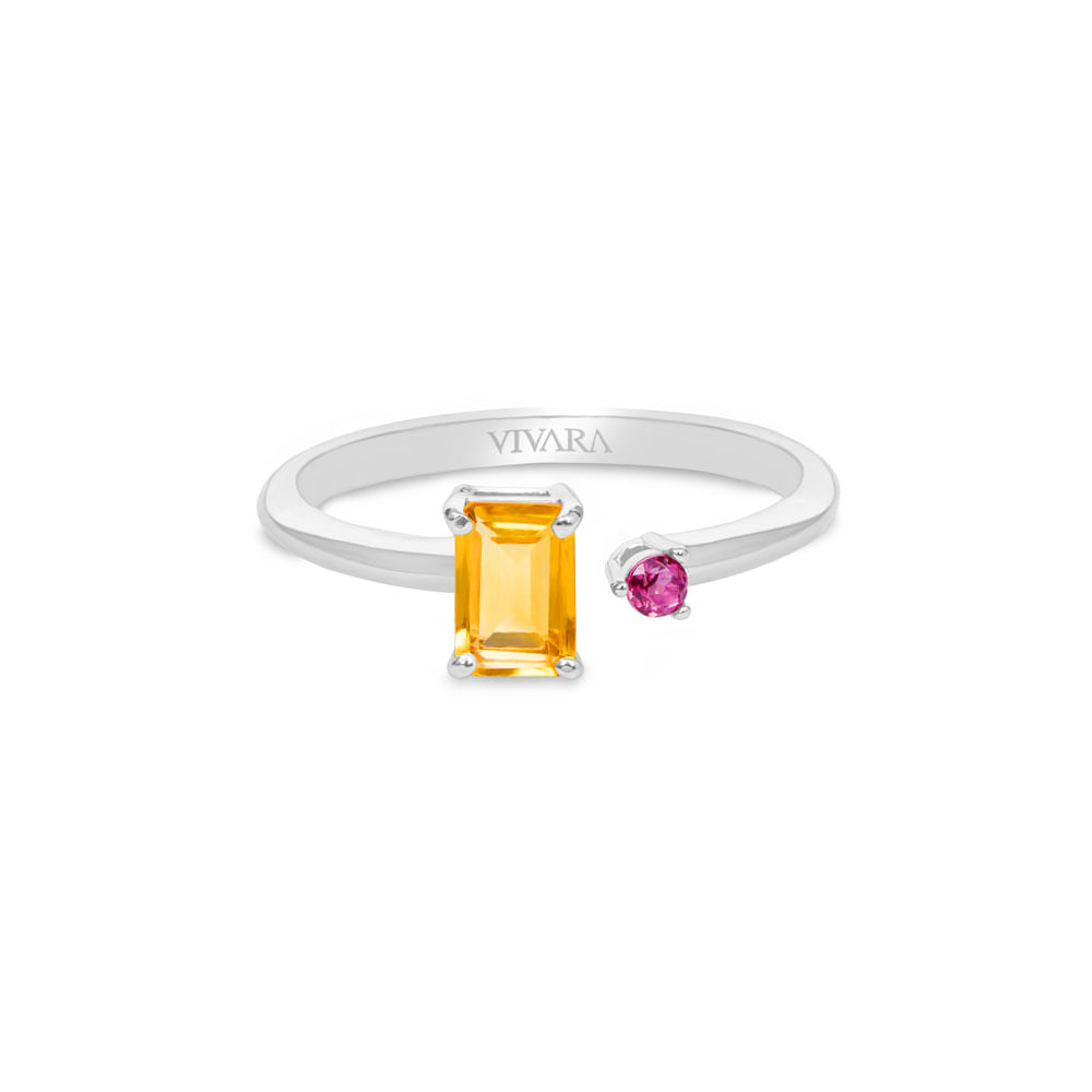 Anel Verano em Prata 925 com Rodolita e Acitrinato