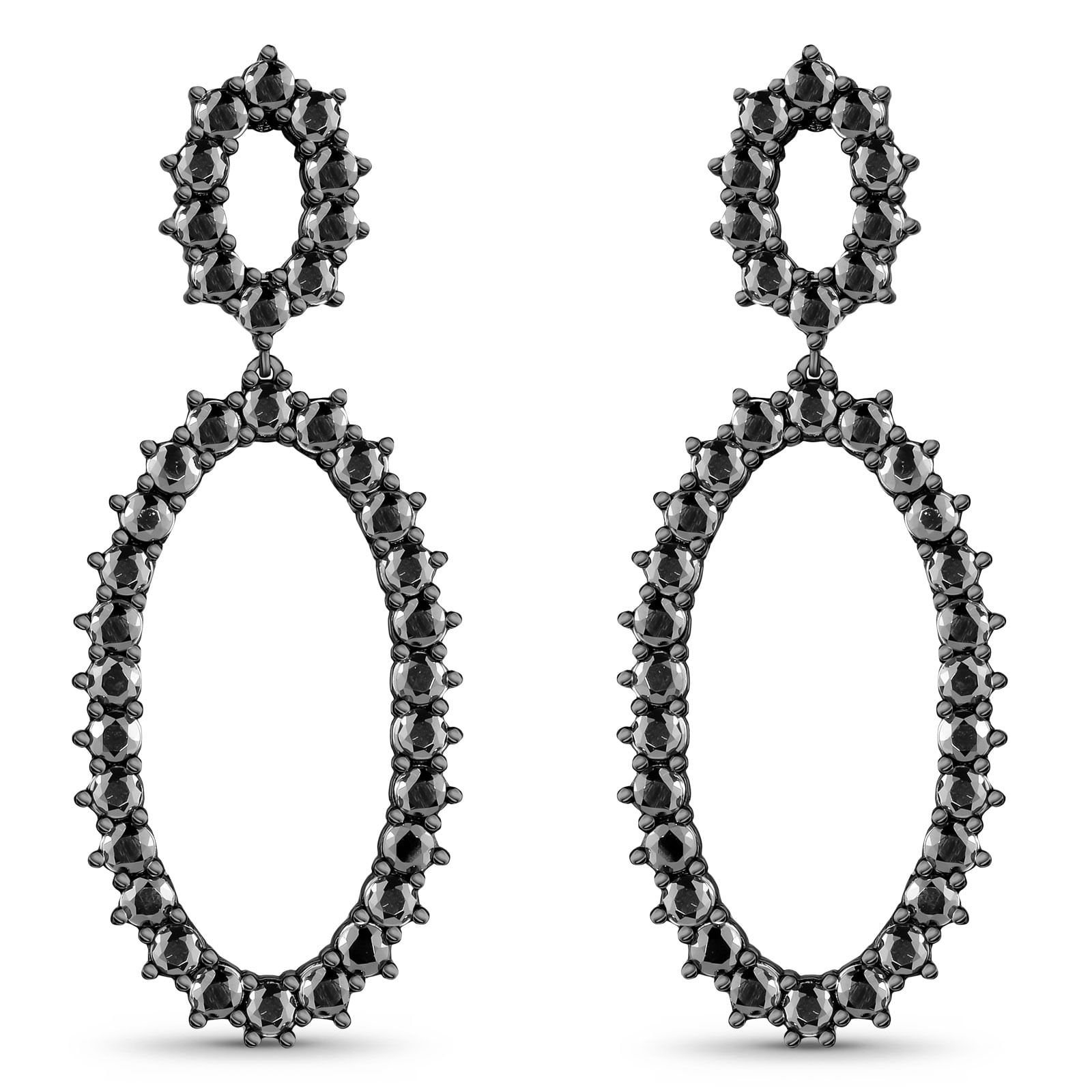 Brinco Night em Prata 925 com Quartzo Negro e Ródio Negro