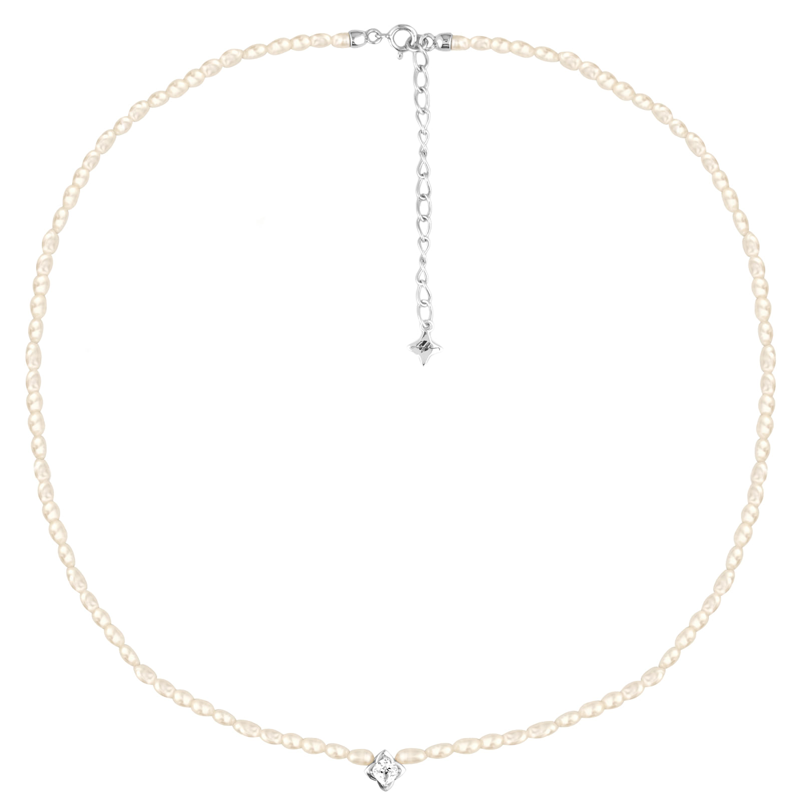 Colar de Pérolas Life em Prata 925 com Pedras Incolores
