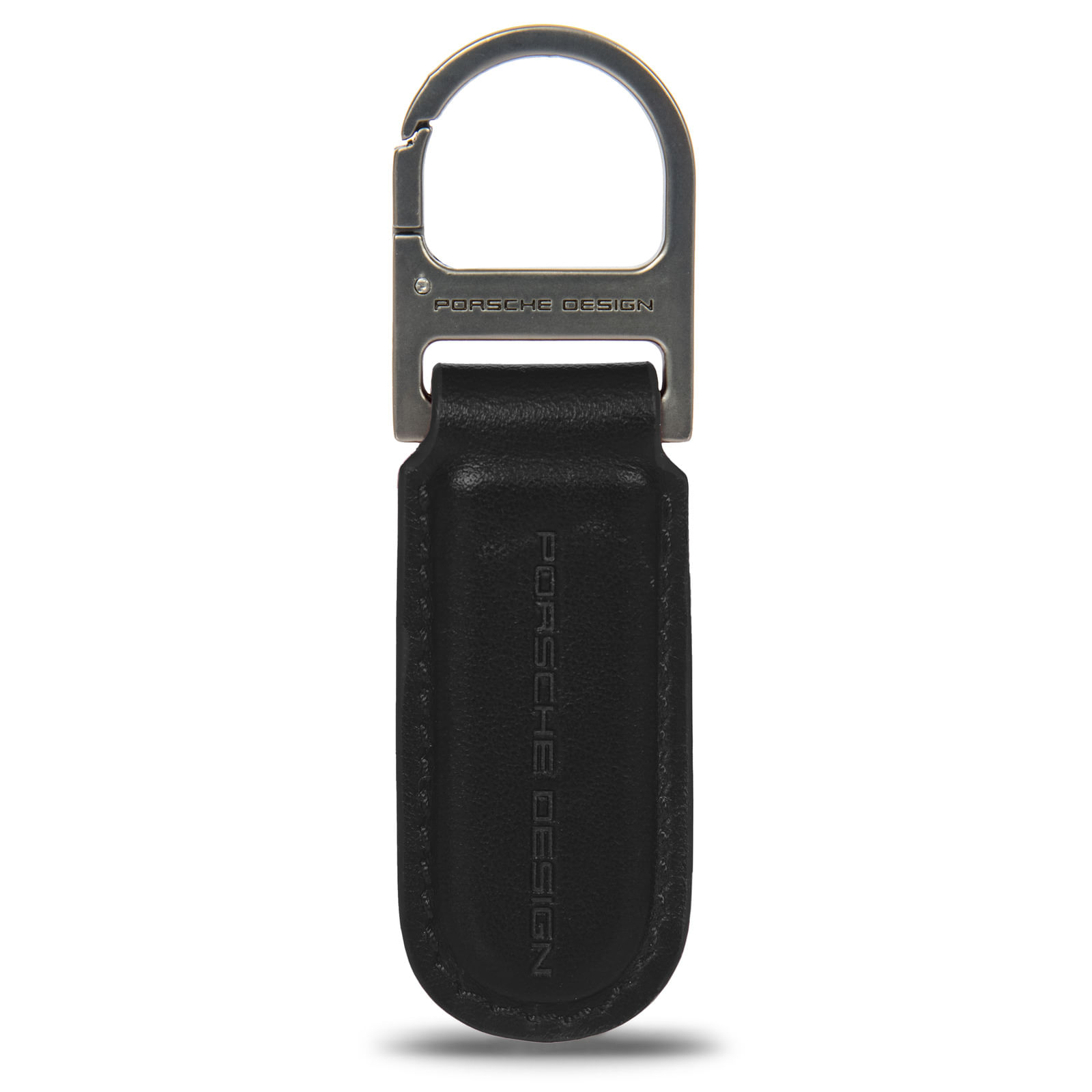 Chaveiro Porsche Design Couro e Aço Preto Oky28809