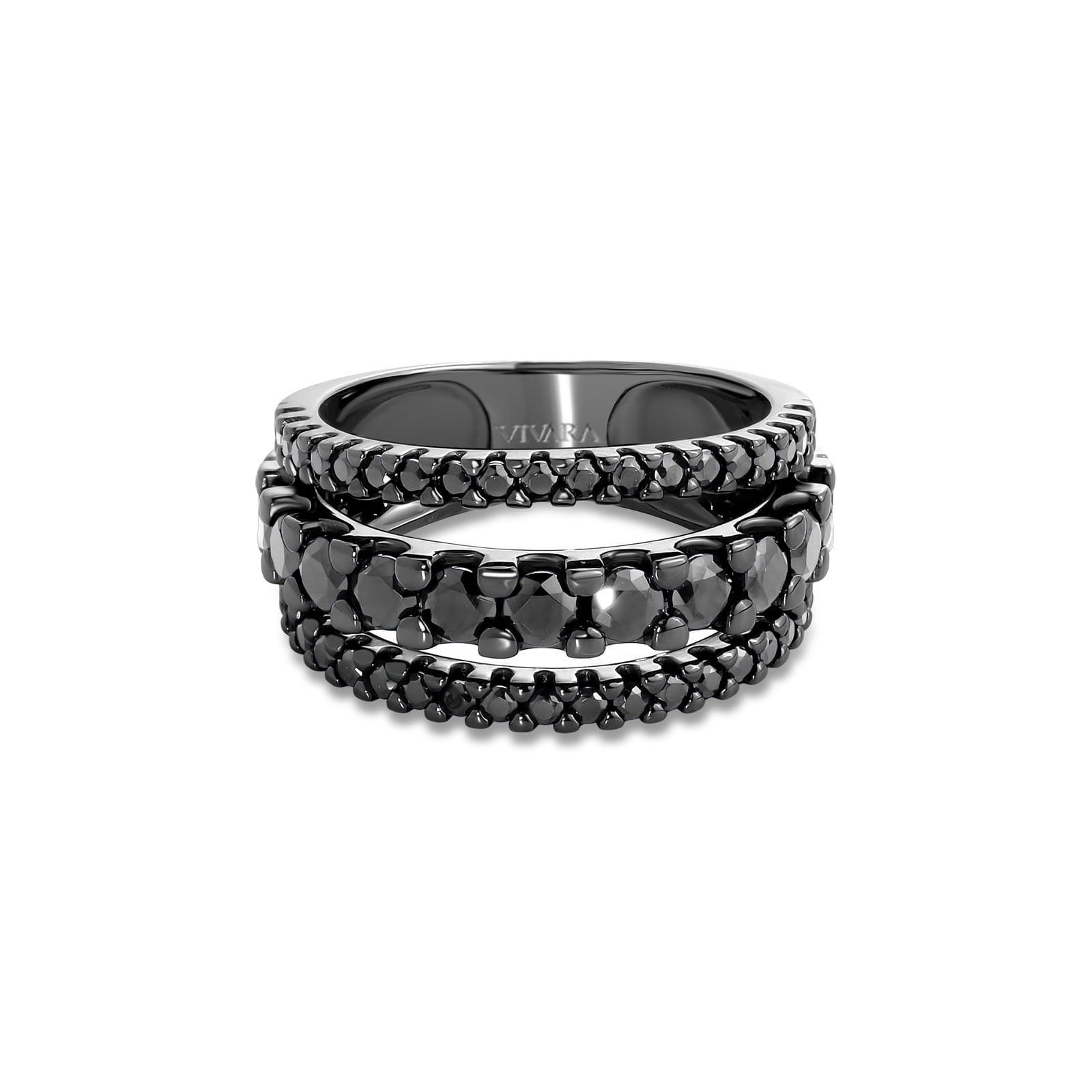 Anel Dark em Prata 925 com Espinélios e Ródio Negro