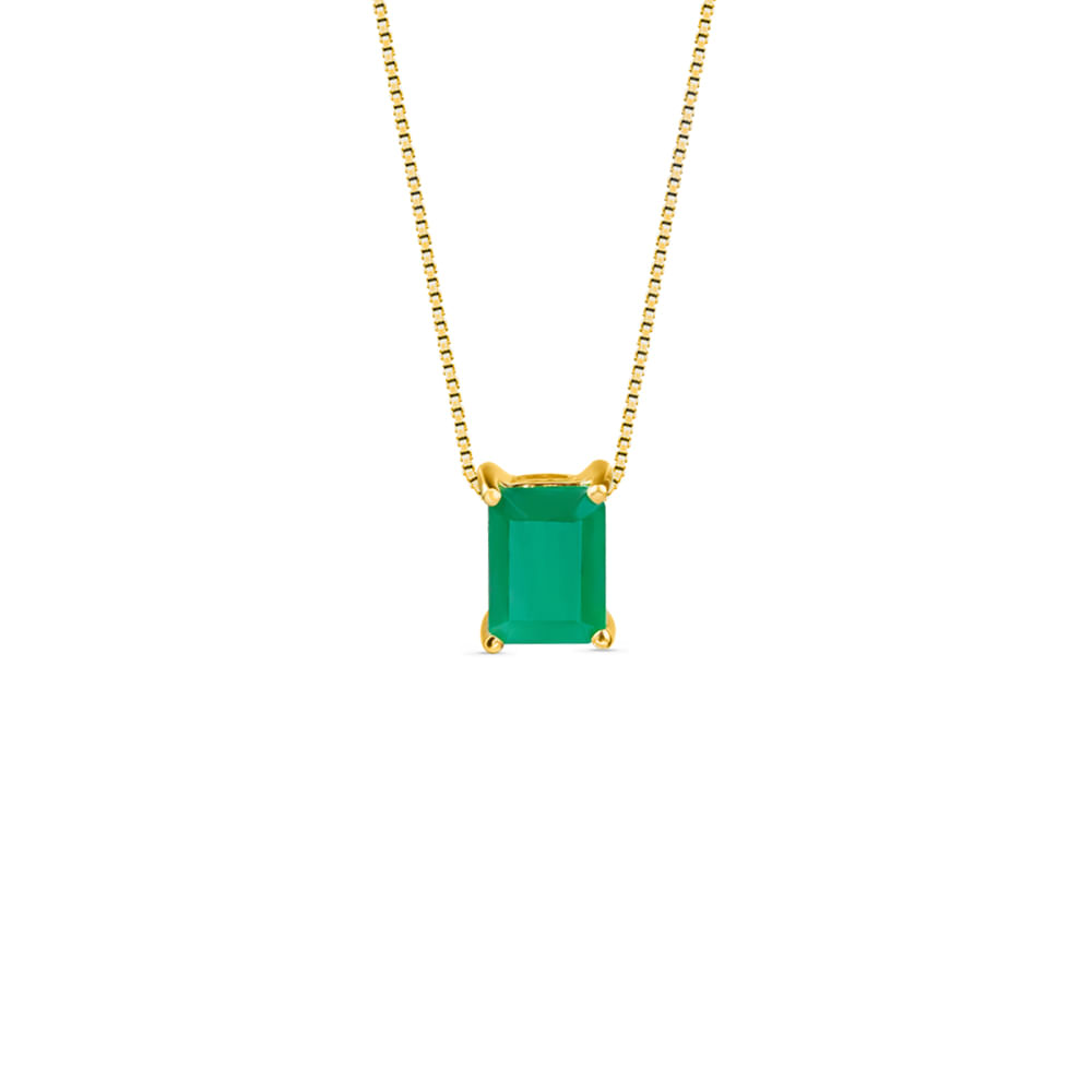 Pingente Expressão Retangular em Ouro Amarelo 18k com Esmeralda